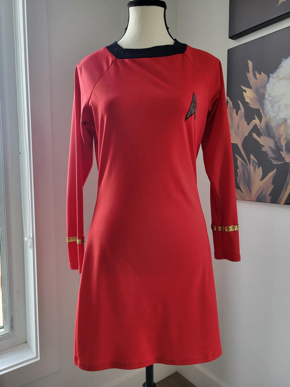 Vintage Red Women’s Star Trek Dress with Gold Trim